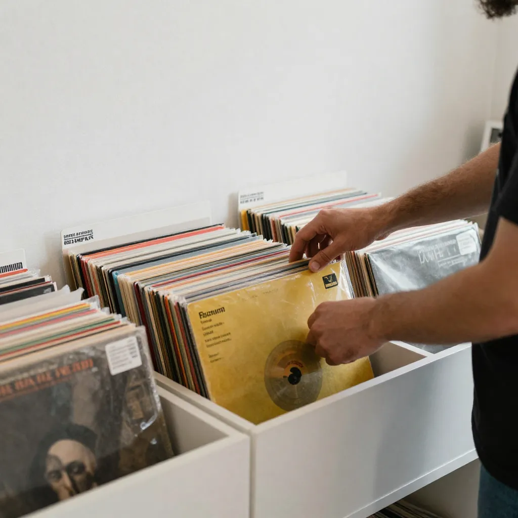 Vintage record collection showcase